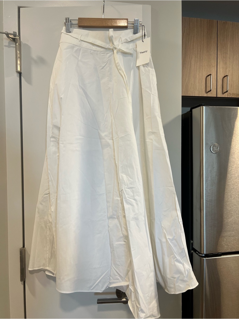 Theory White A-Line Skirt with Tie Waist